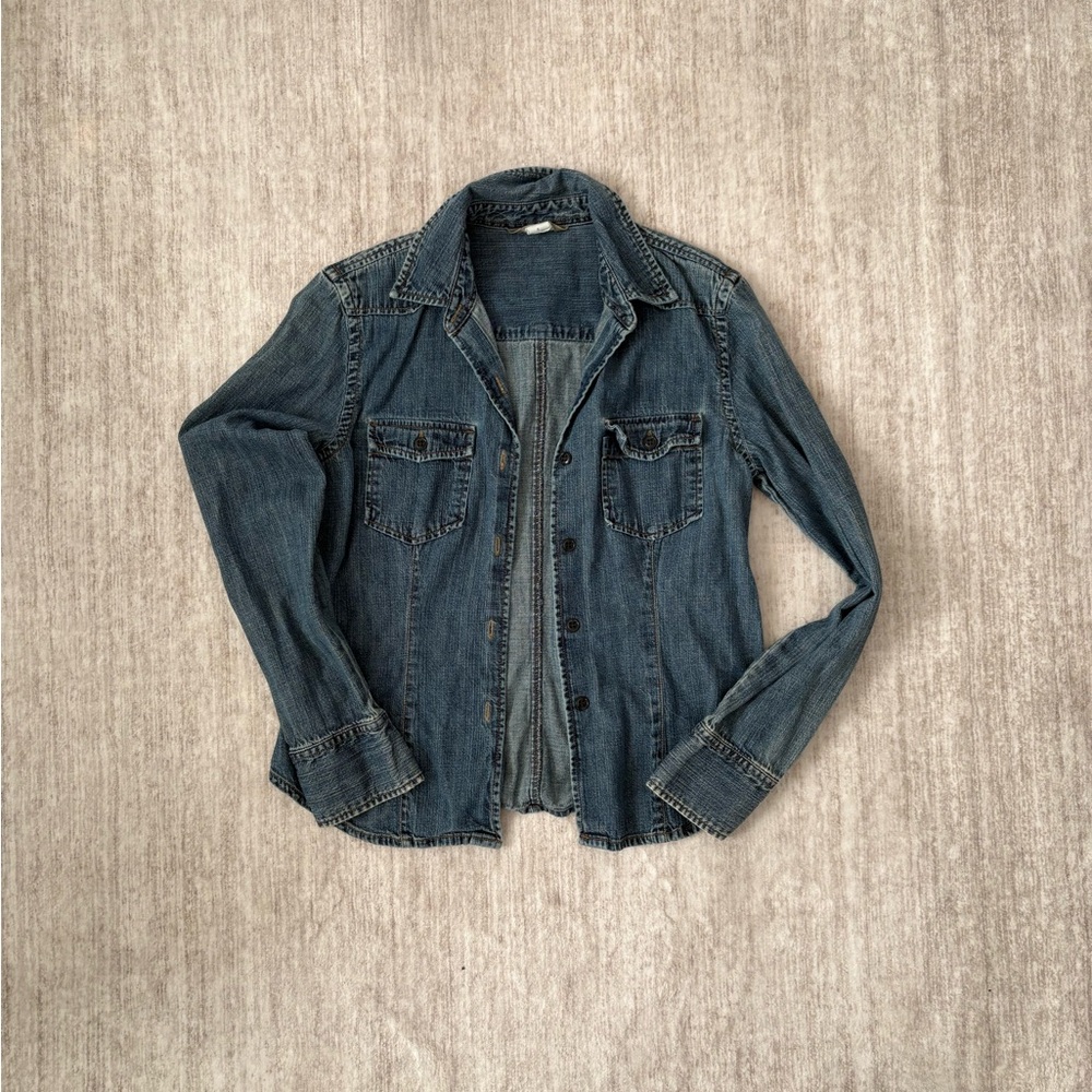 J. Crew Green Tag Denim Long Sleeve Button Front Shirt in Sz: S